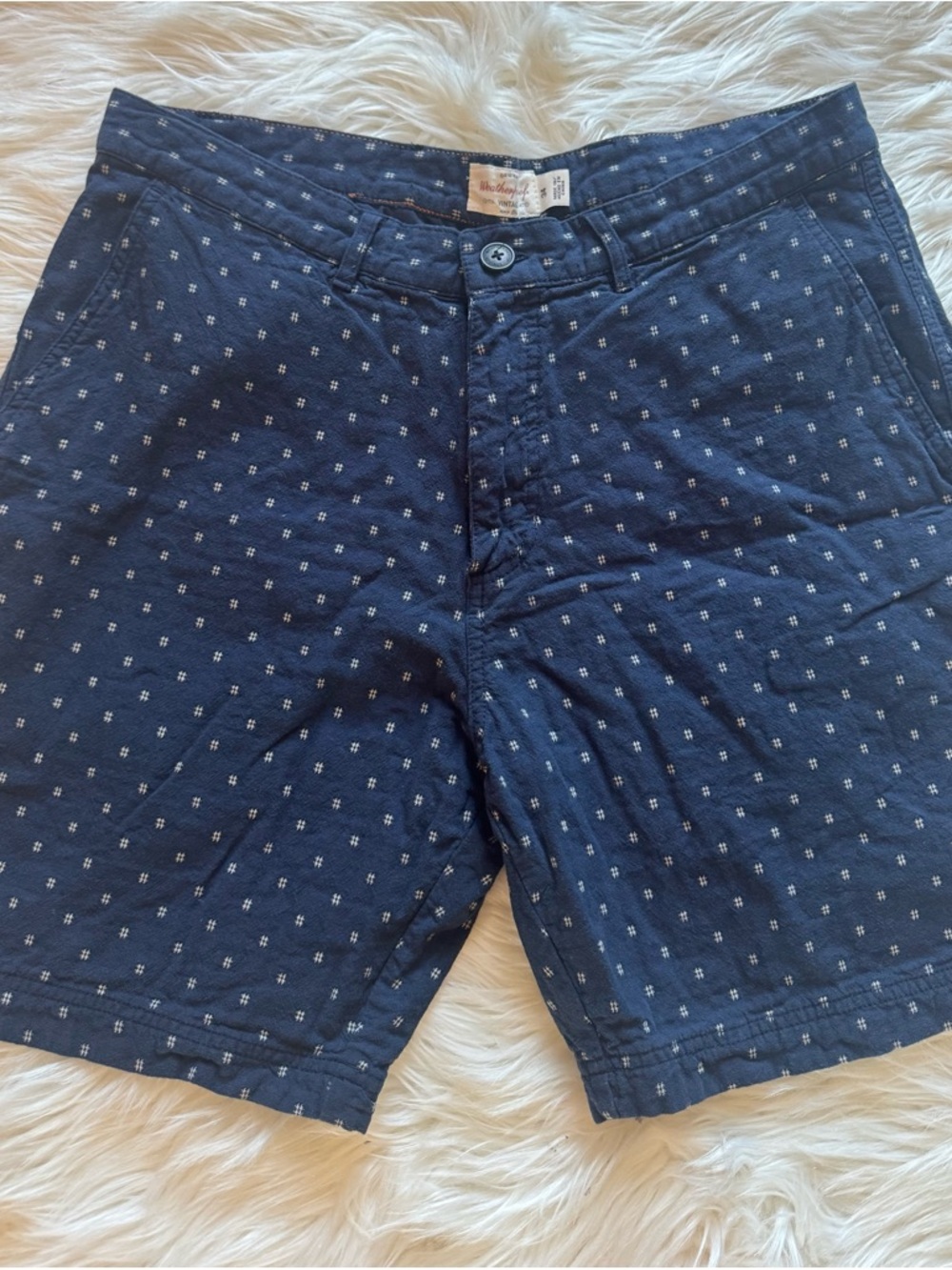 Men's Navy Printed Flat Front Shorts